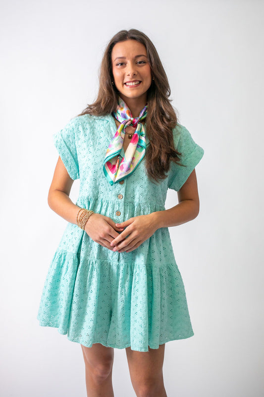 Seafoam Eyelet Romper