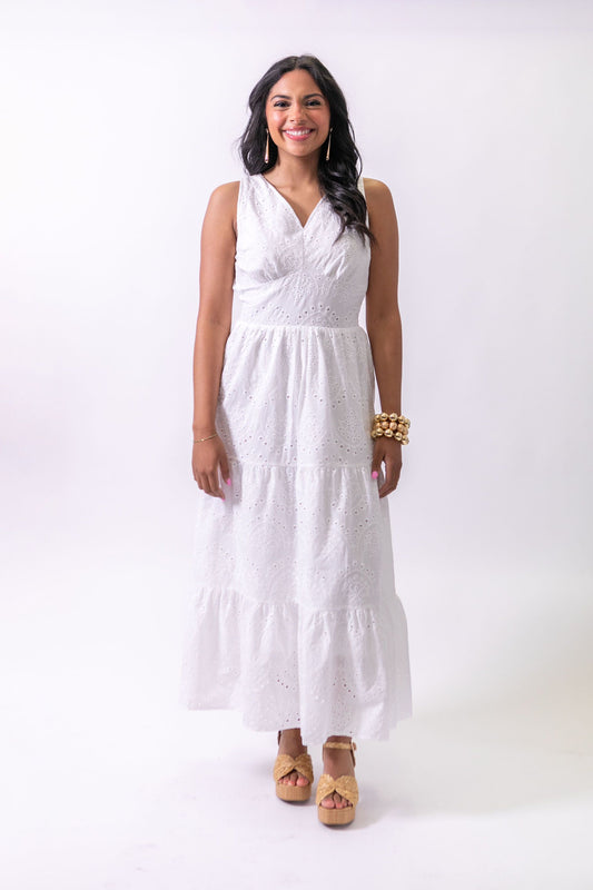 White Eyelet Midi