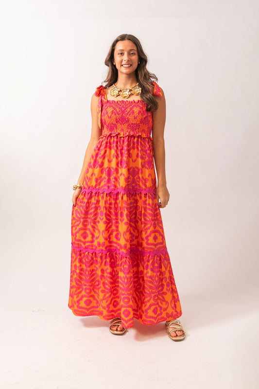 Honolulu Orange Long Dress