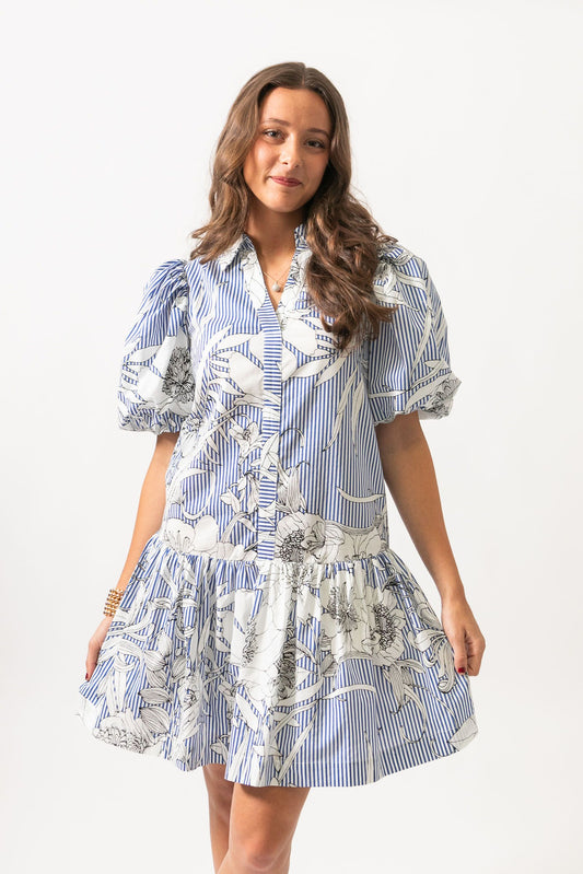 Blue Floral Stripe Mini