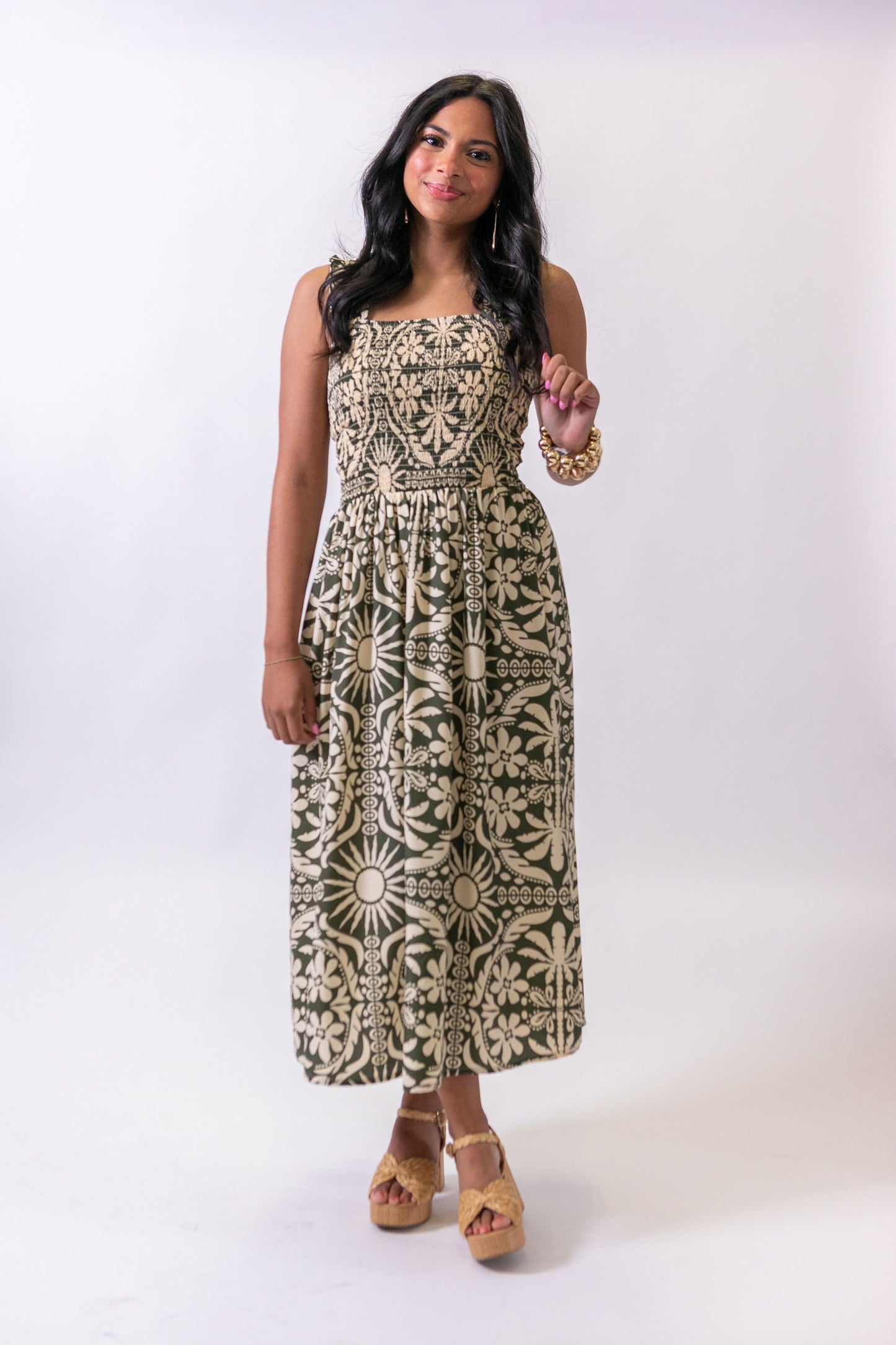 Celadon Printed Midi Dress