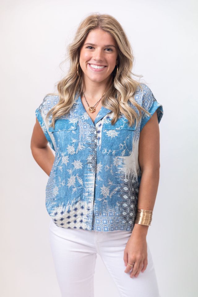 Patchwork Floral Cropped Dolman