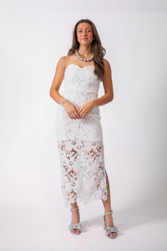 White Floral Lace Midi