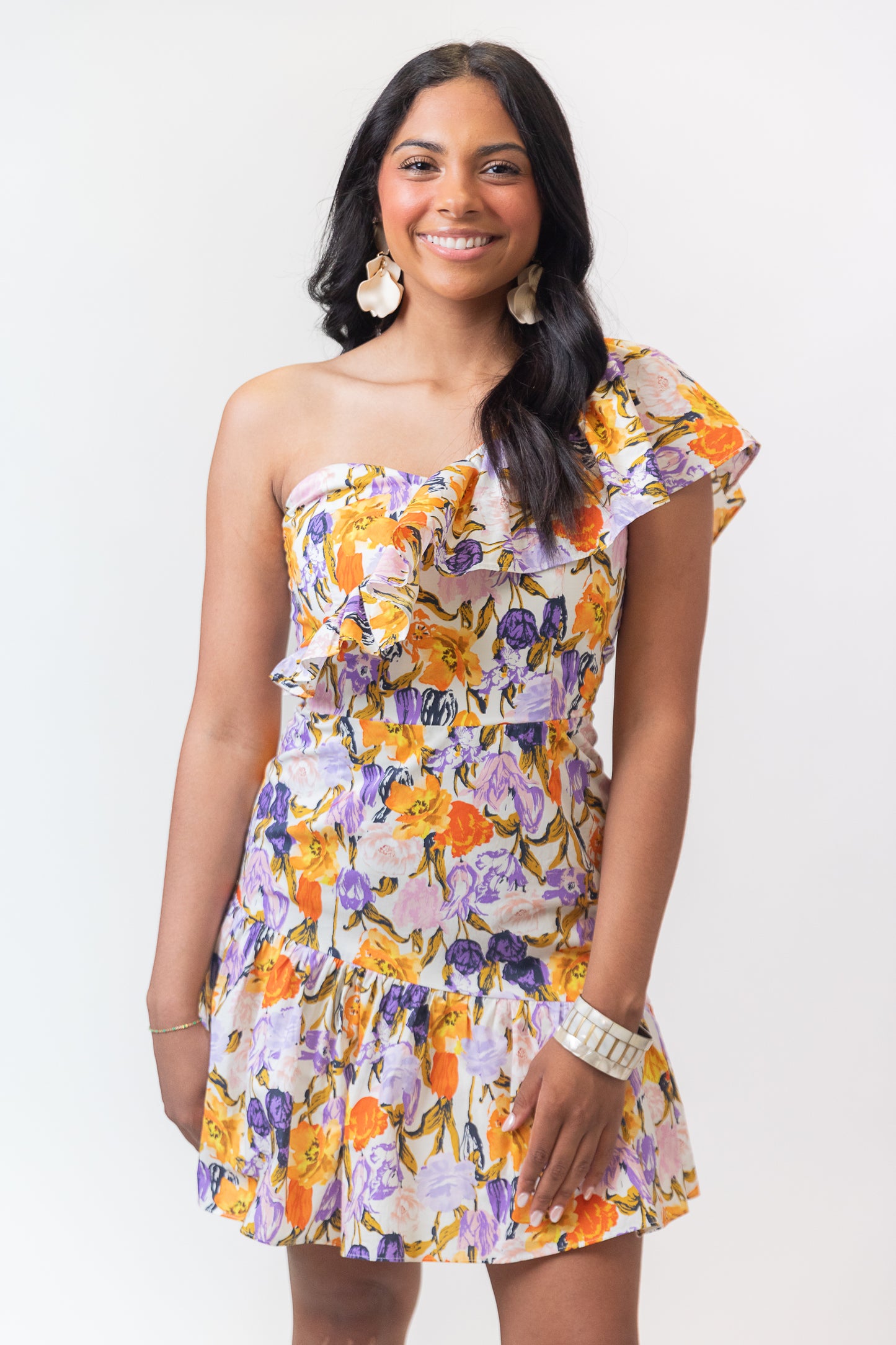 Multi Floral One Shoulder