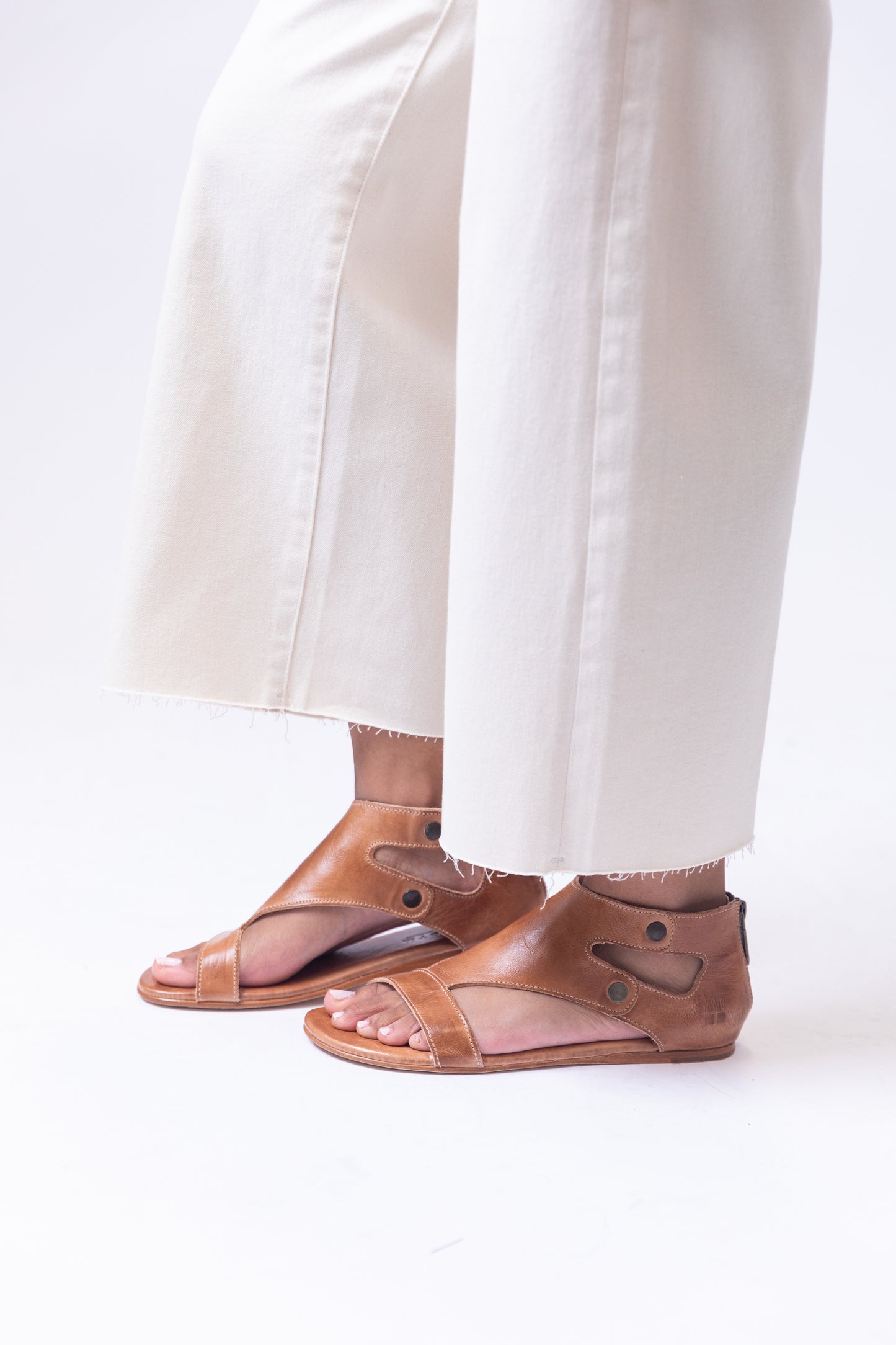 Tan Leather Flat Sandal