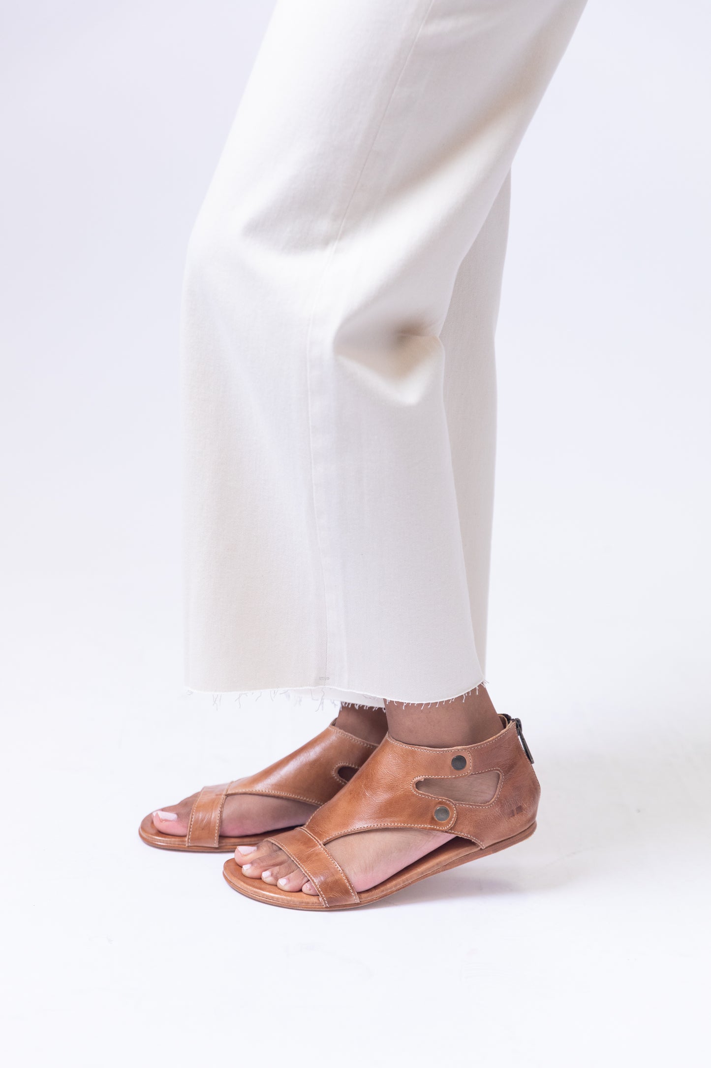 Tan Leather Flat Sandal