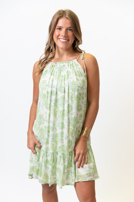 Lime Printed Dress