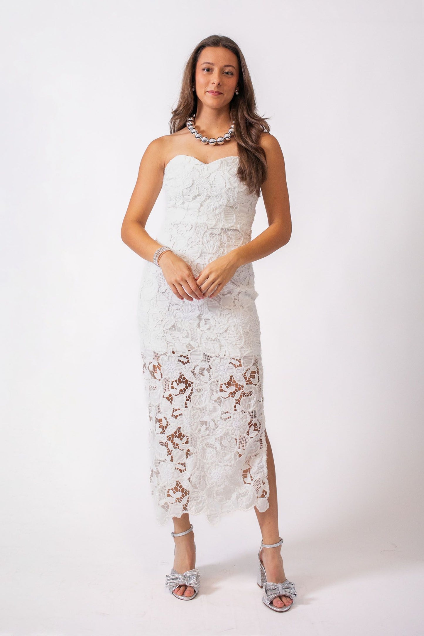 White Floral Lace Midi