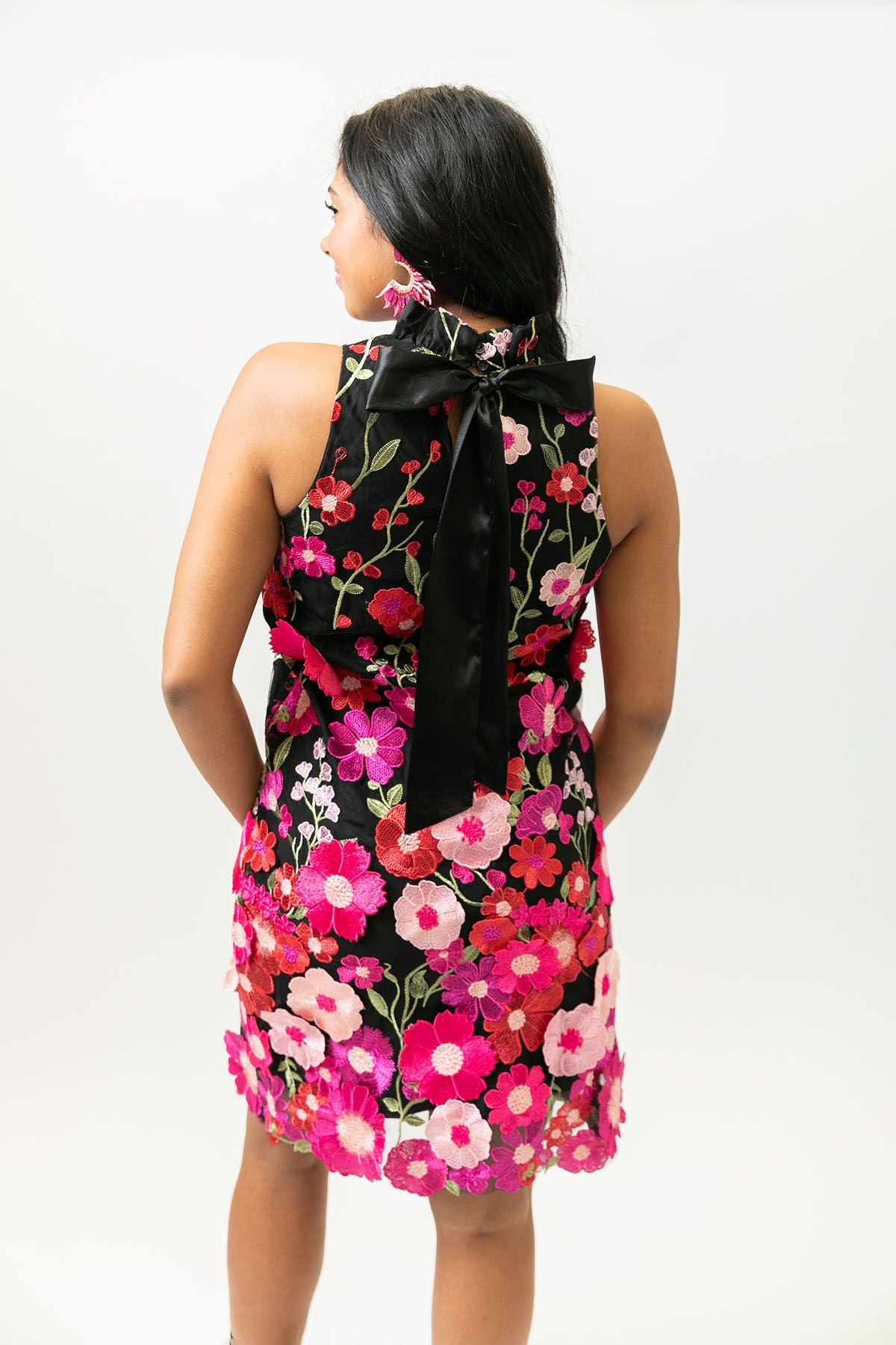 Fuchsia Dimensional Floral Dress