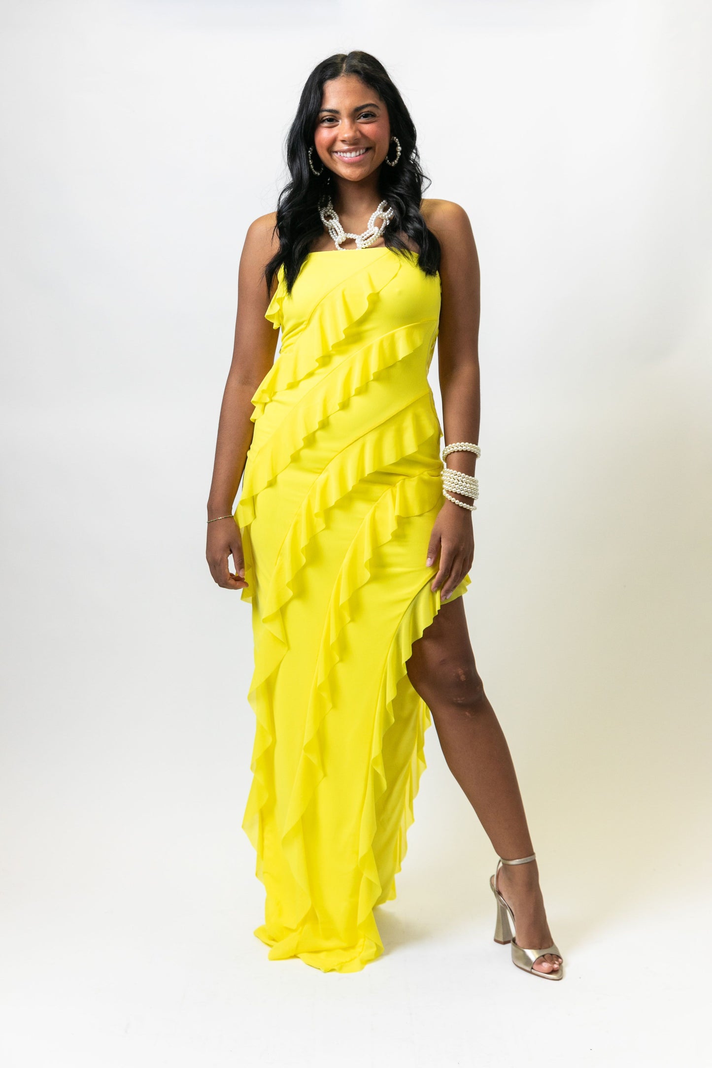 Yellow Tube Ruffle Mesh