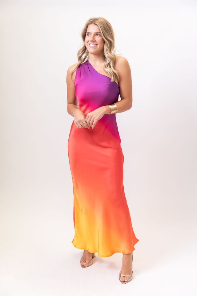 Sunset Cosmo Satin One Shoulder