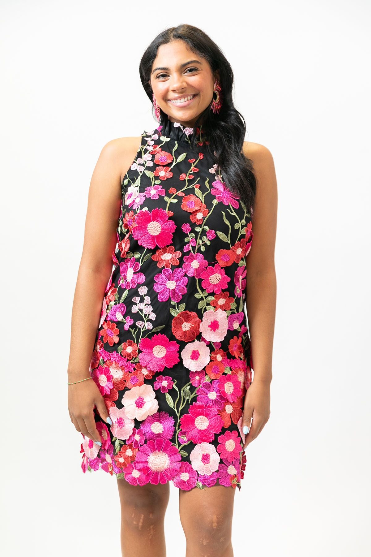 Fuchsia Dimensional Floral Dress