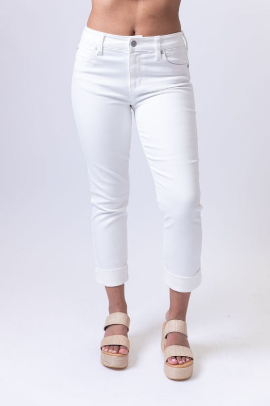 Bone White Cuffed Denim